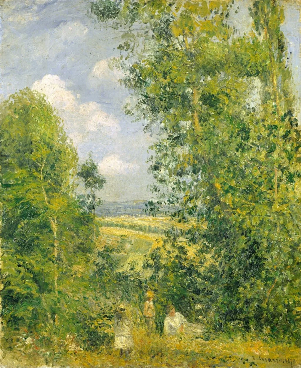 Resting in the Woods (côte des Grouettes), Pontoise, by Camille Pissarro, oil, 1890