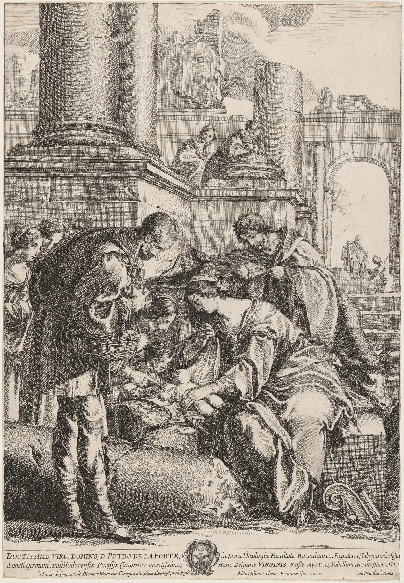 The Adoration of the Shepherds, by François Chauveau, ink, 1644