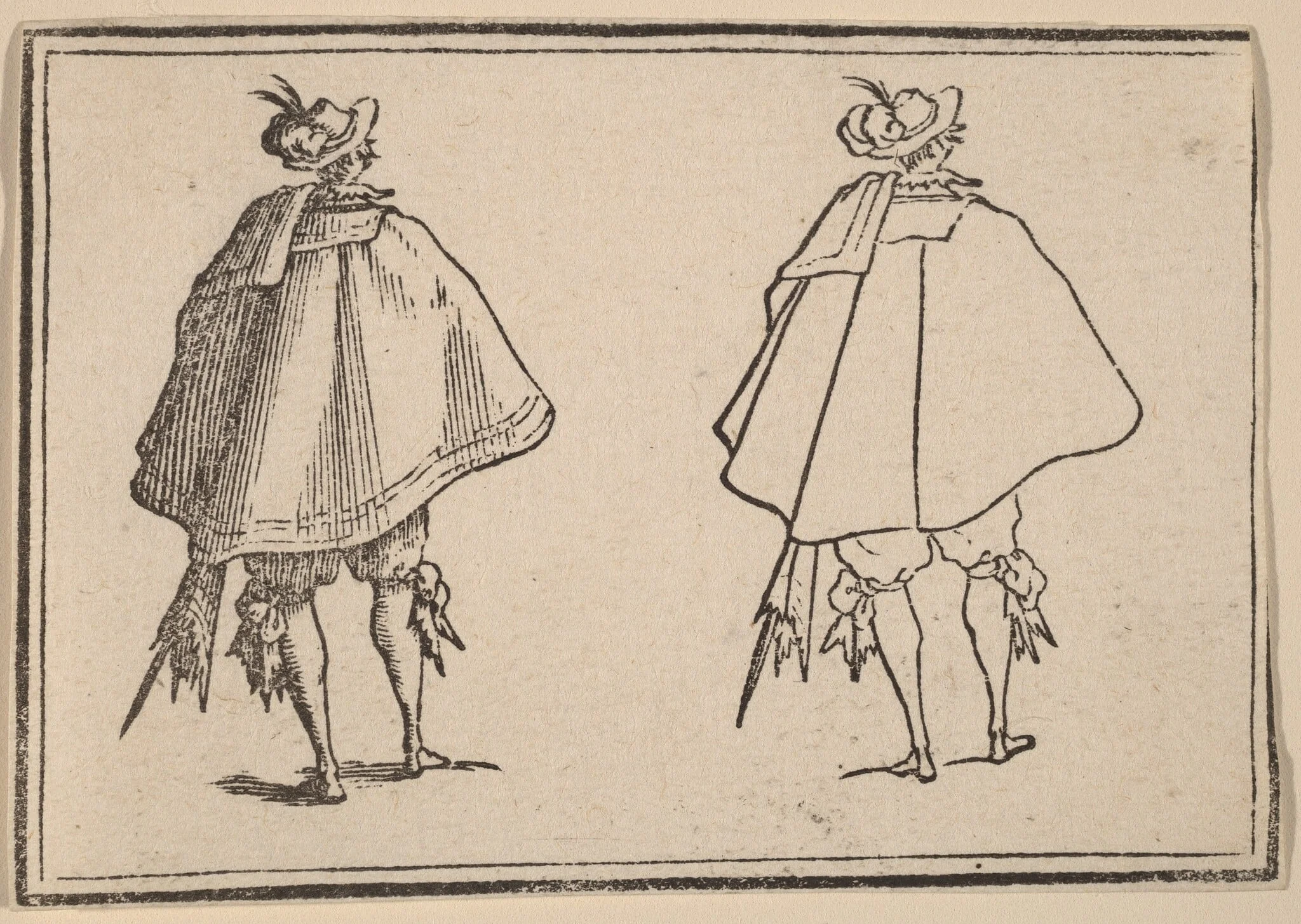 Gentleman in Large Mantle, Seen from Behind, by Edouard Eckman, ink, 1621
