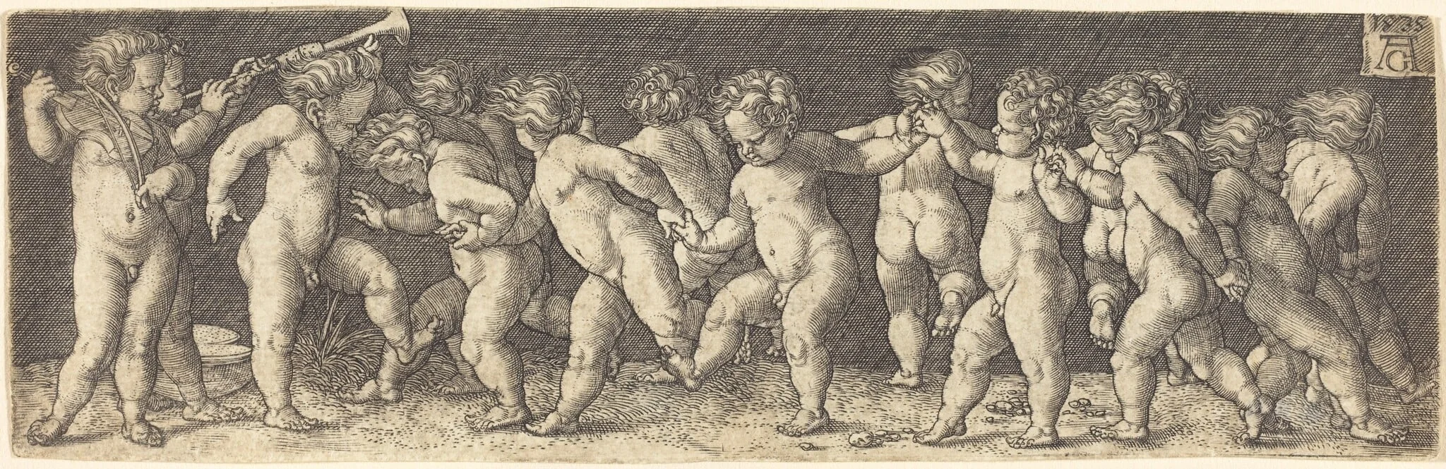 Dancing Children, by Heinrich Aldegrever, ink, 1535