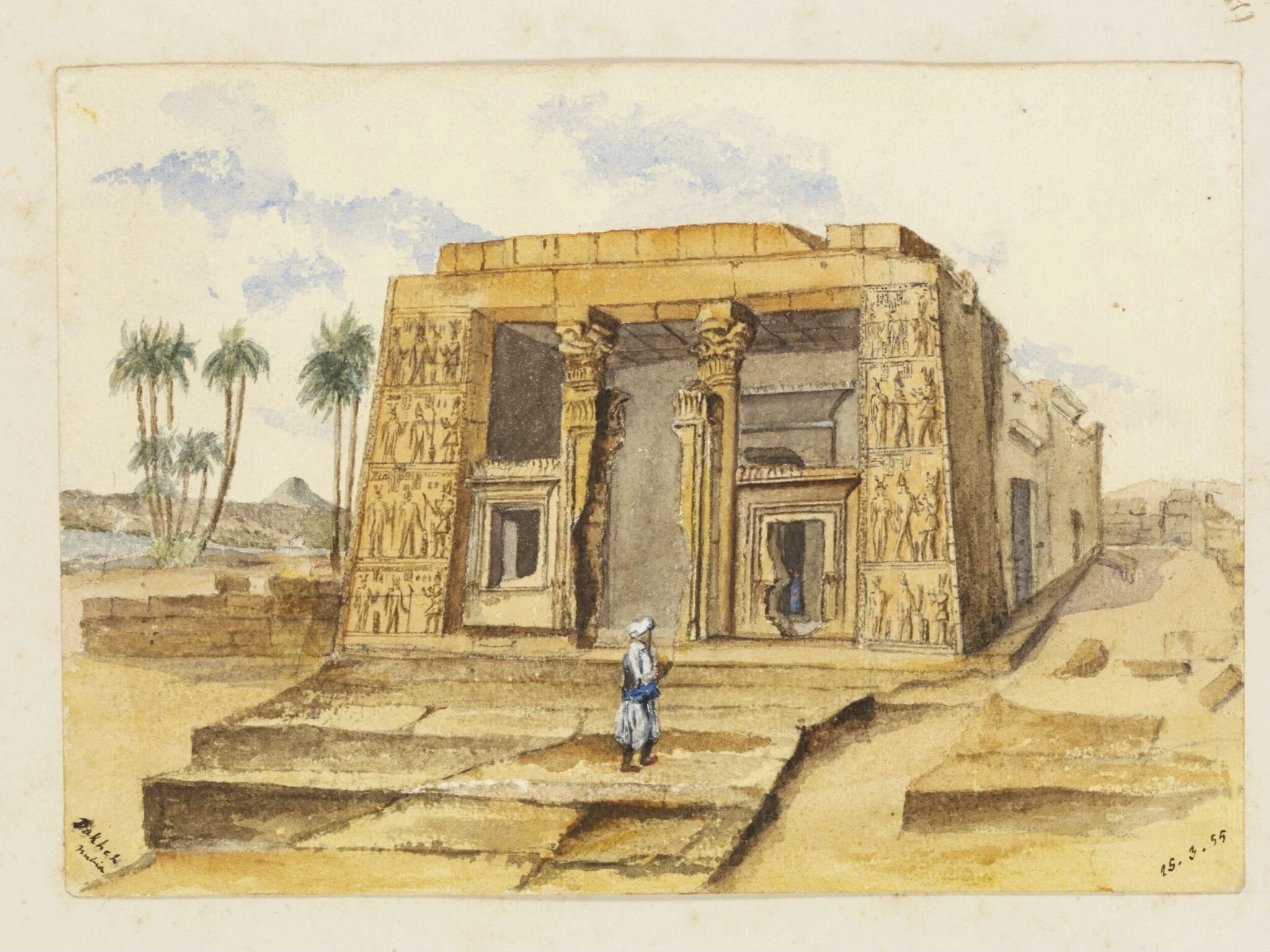 `Dakheh  Nubia', by George de Sausmarez, watercolor, 1855