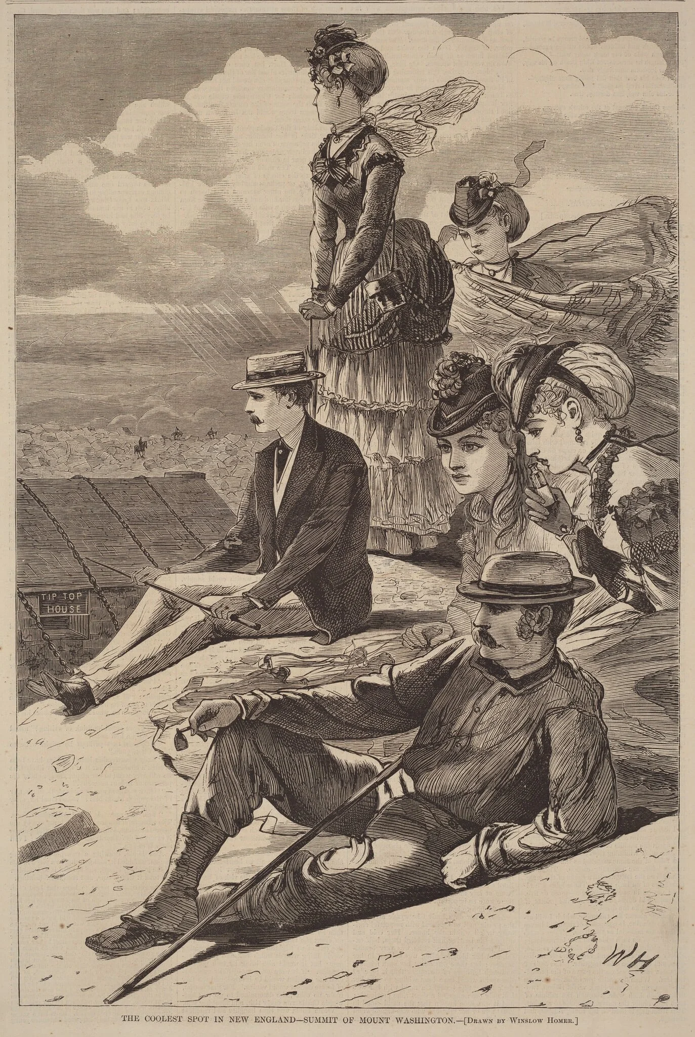 The Coolest Spot in New England - Summit of Mount Washington, by American 19th Century, ink, 1870