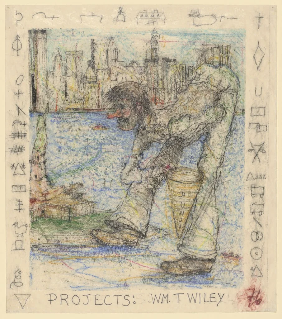 Untitled, by William T. Wiley, charcoal, 1976