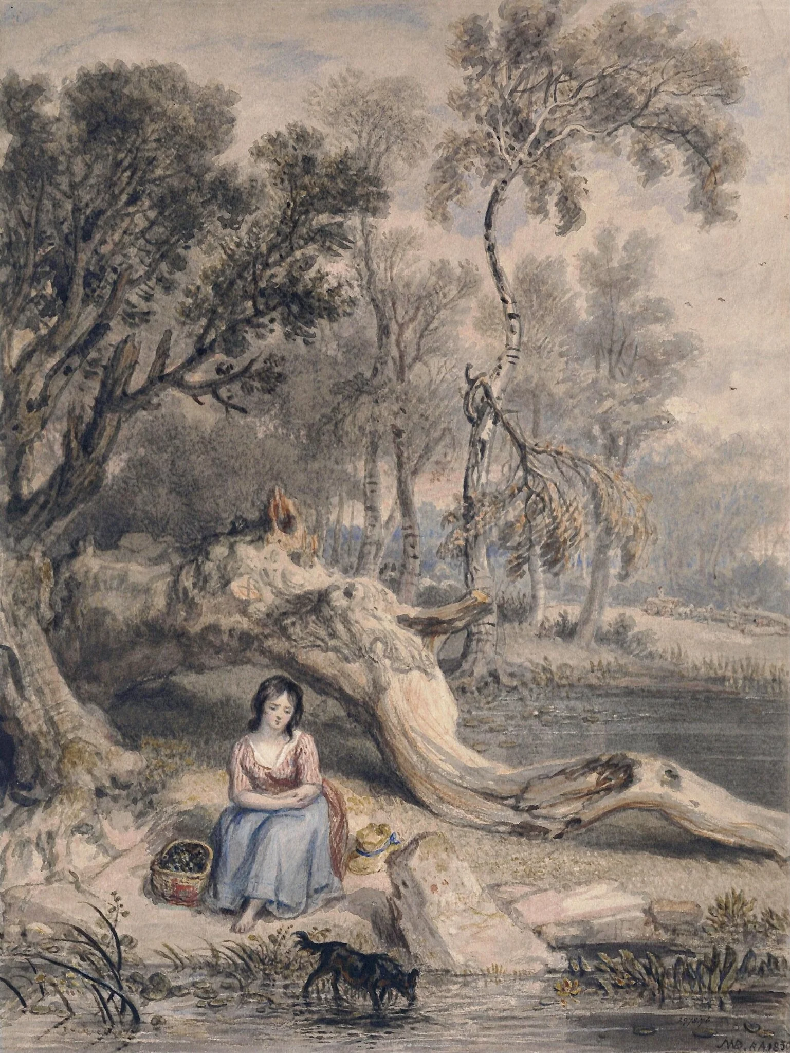 The Watercress Girl, by James Ward, watercolor, 1830