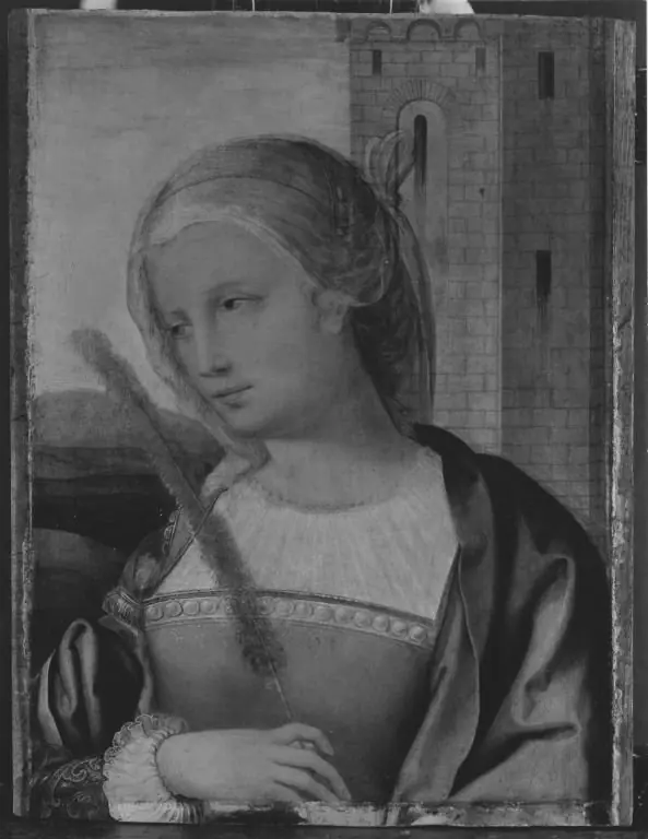 Saint Barbara (exterior: fragment of an Annunciation)