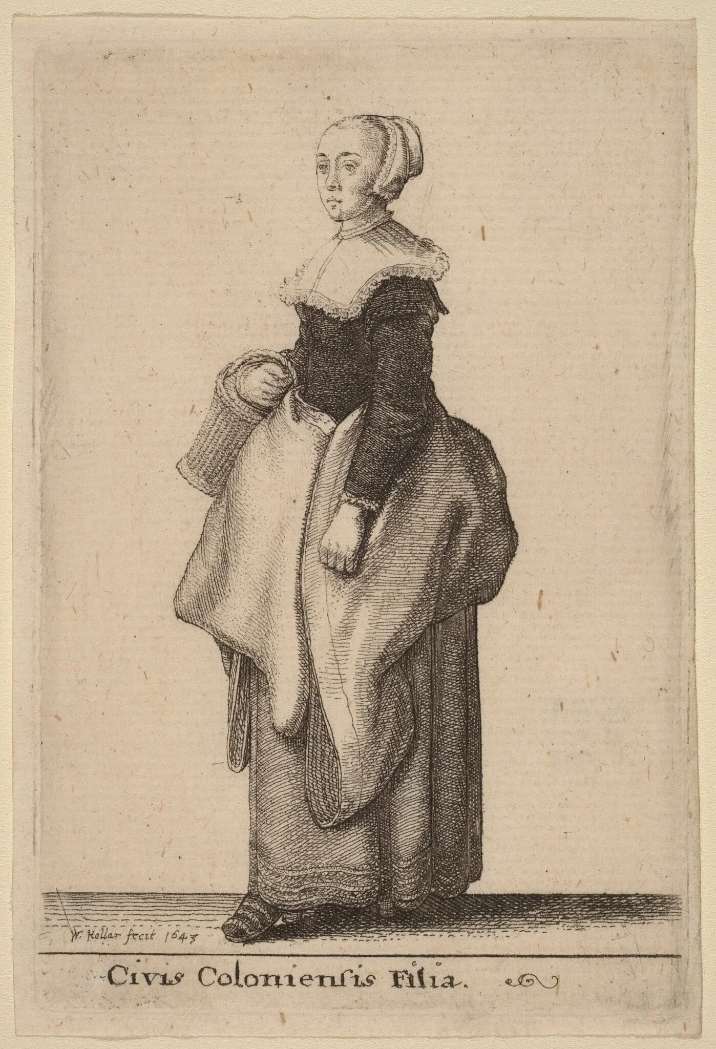Civis Coloniensis Filia, by Wenceslaus Hollar, ink, 1643