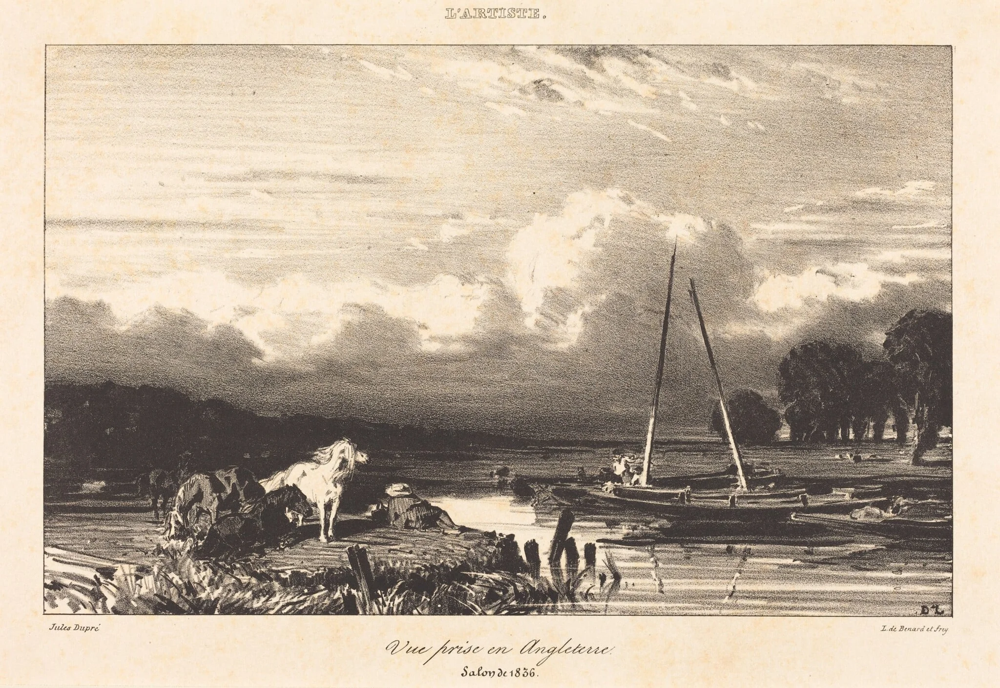 View in England (Vue prise en Angleterre), by Jules Dupré, ink, 1836