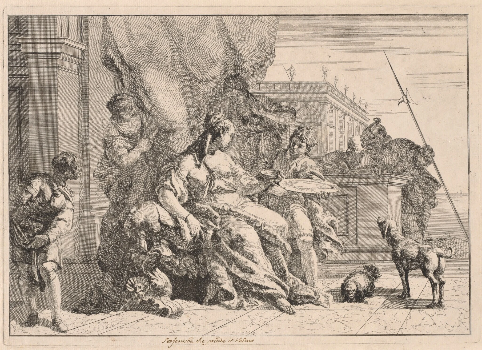 Sofonisba (or Artemisia), by Francesco Fontebasso, ink, 1744