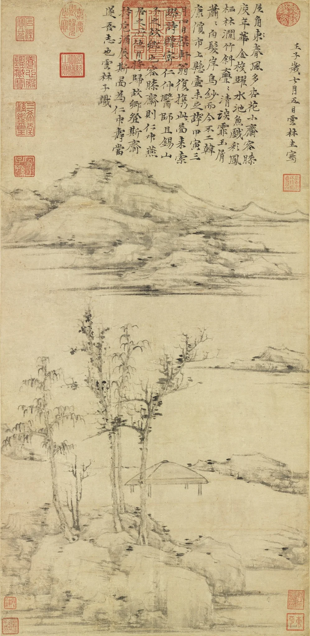 The Jung-hsi Studio, by Ni Zan, unspecified, 1372