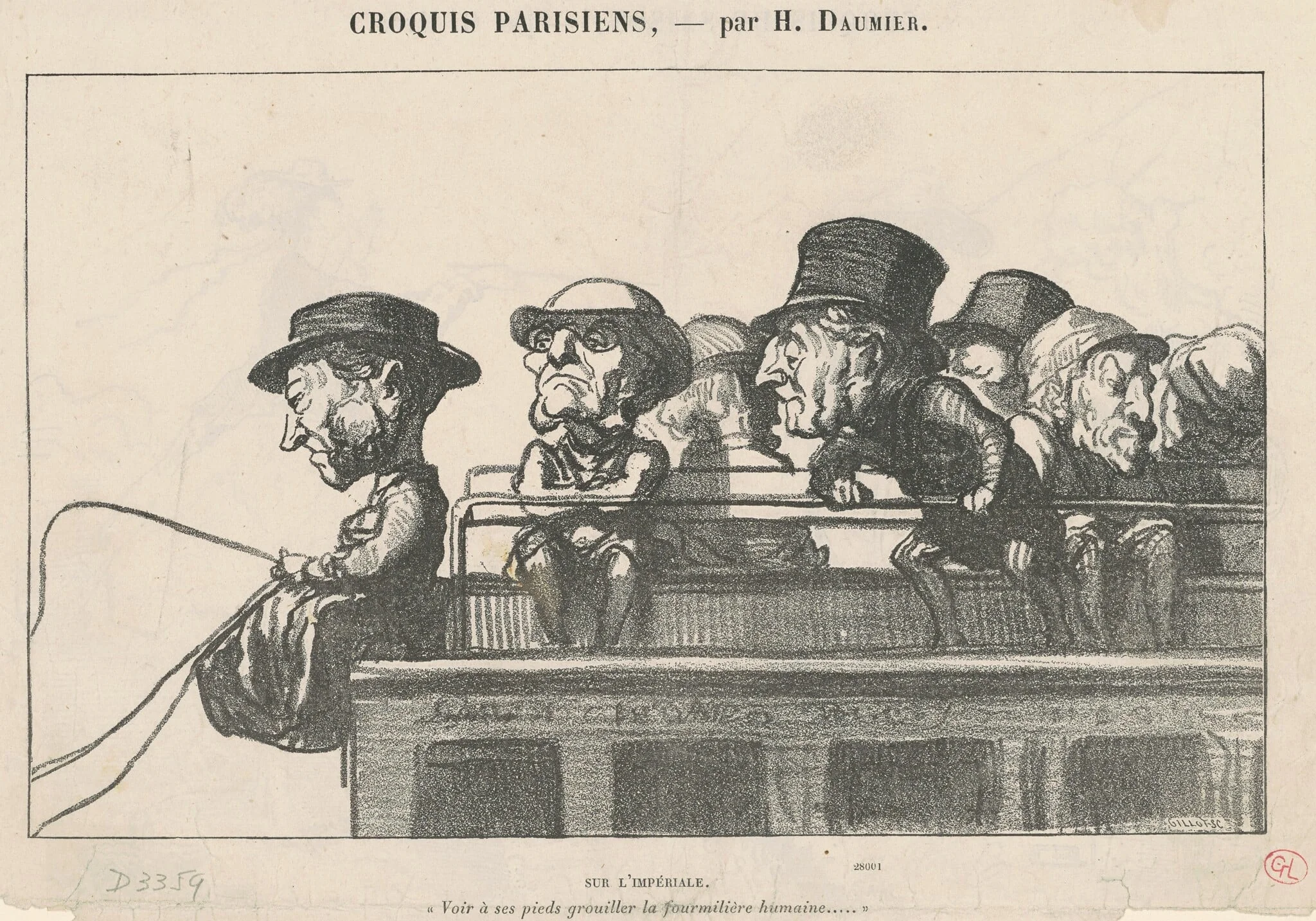 Sur l'Impériale, by Honoré Daumier, ink, 1864
