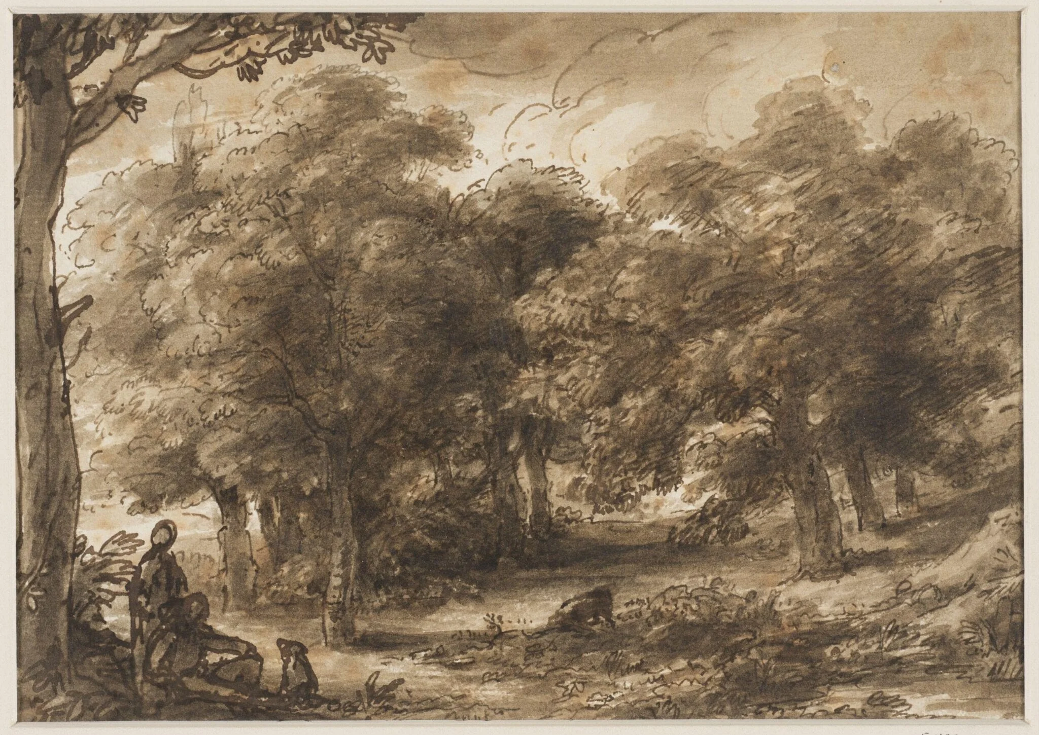 Wooded landscape with figures