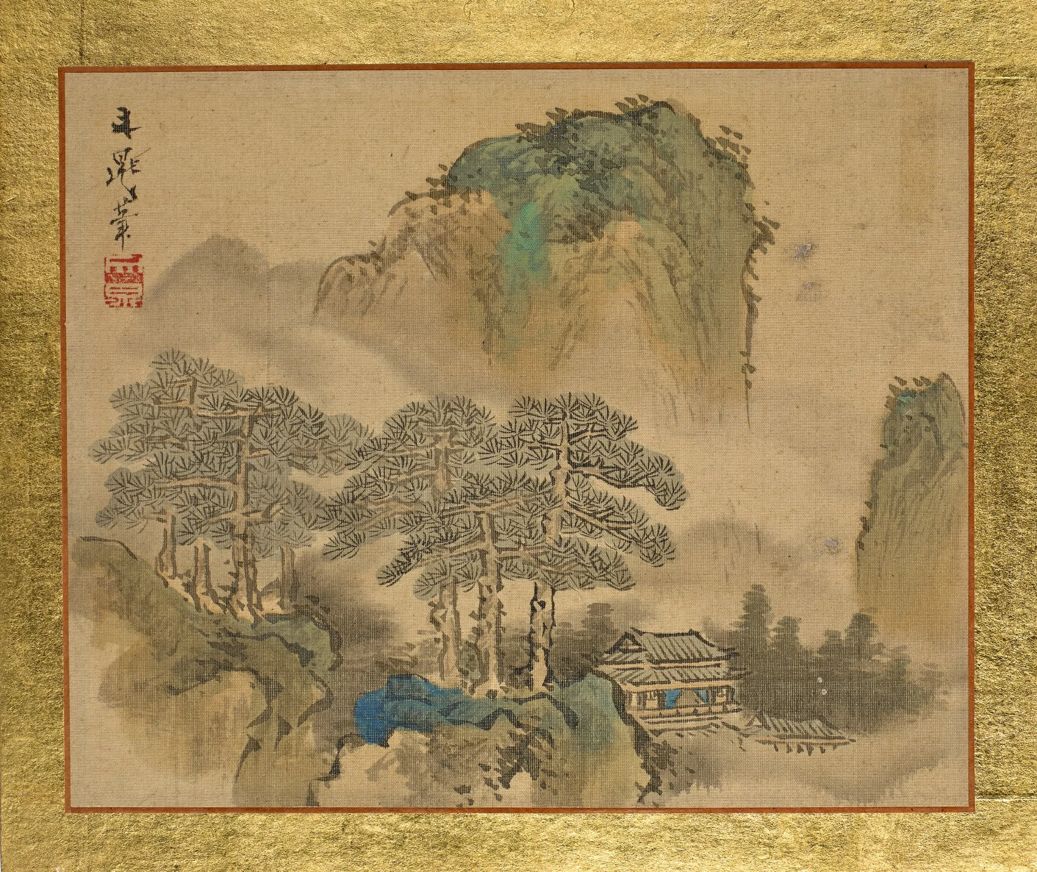 A House next to Pine Trees, in front of Mountains, by Tani Bunchō, unspecified, 1815