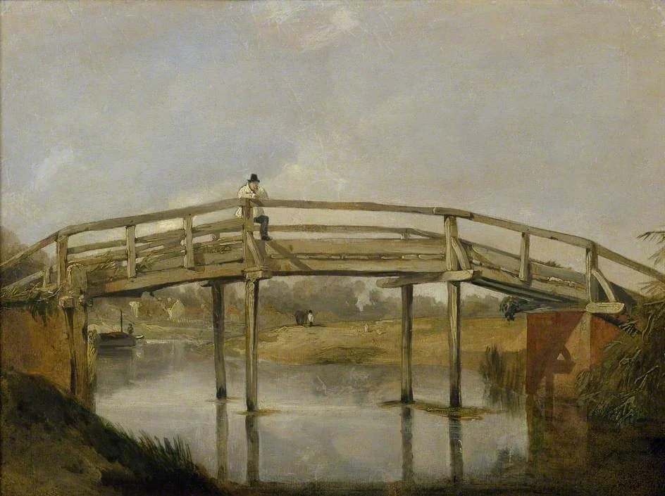 Landscape with a River and Bridge, by Unknown, oil, 1830