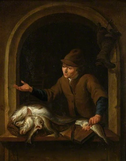 The Fishmonger, by Louis de Moni, oil, 1744