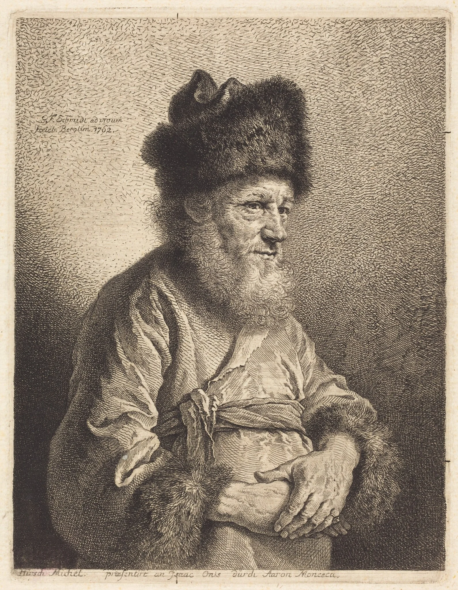Hirsch Michel, by Georg Friedrich Schmidt, ink, 1762
