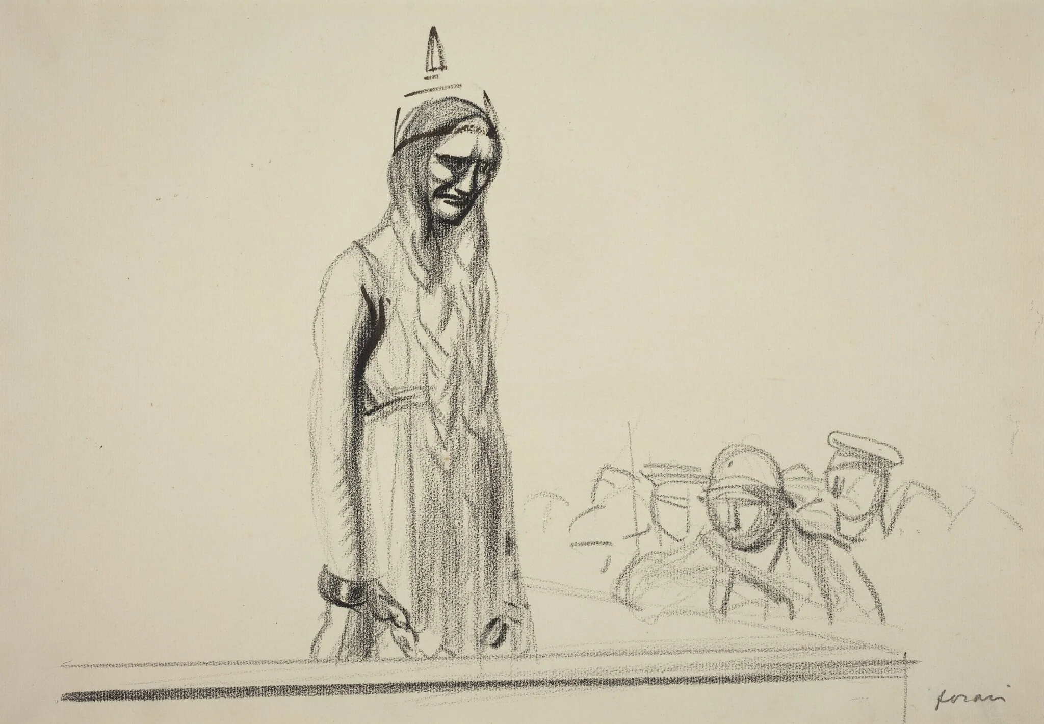 Germania before the Judges, by Jean-Louis Forain, ink, 1916