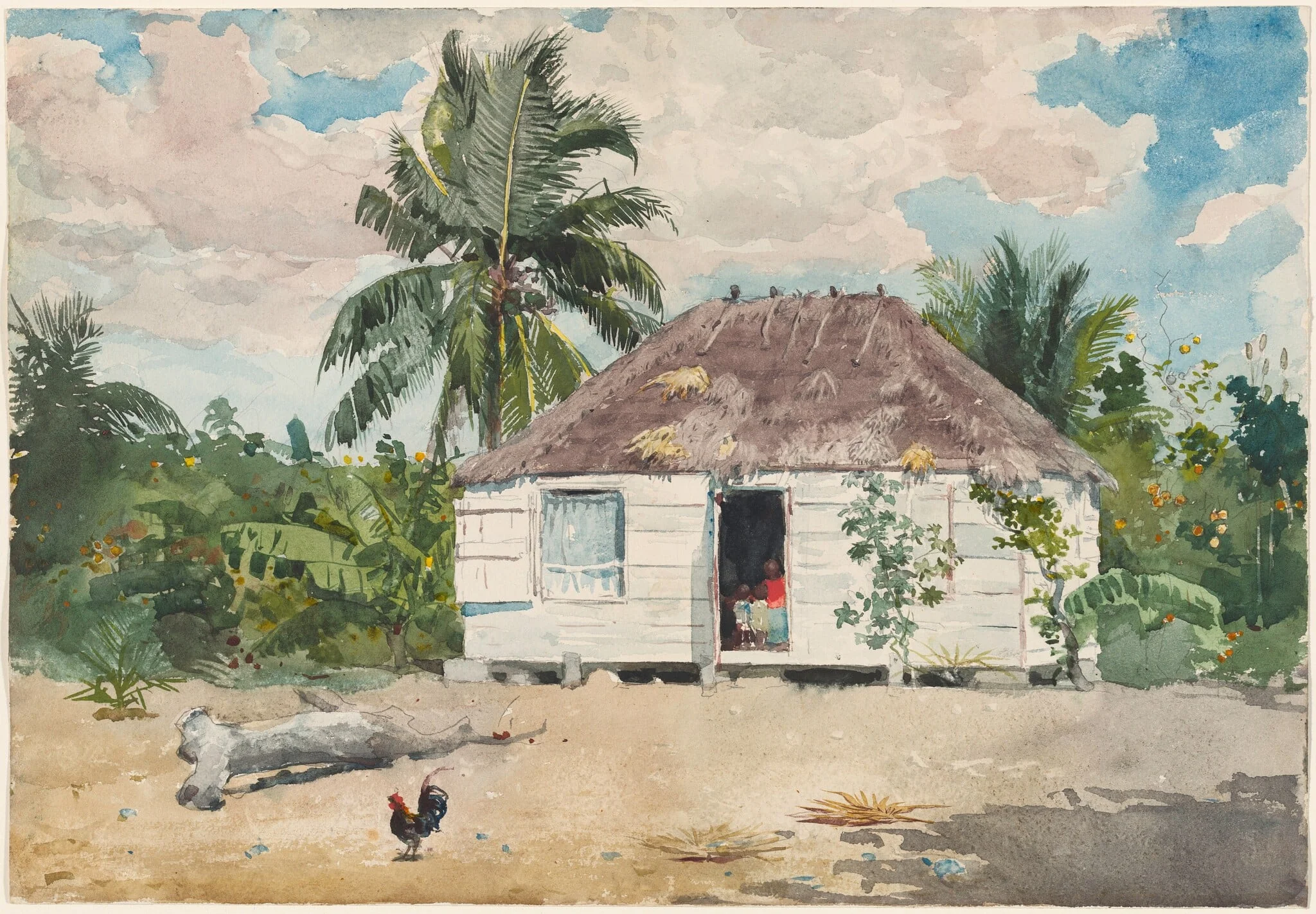 Native hut at Nassau, by Winslow Homer, graphite, 1885