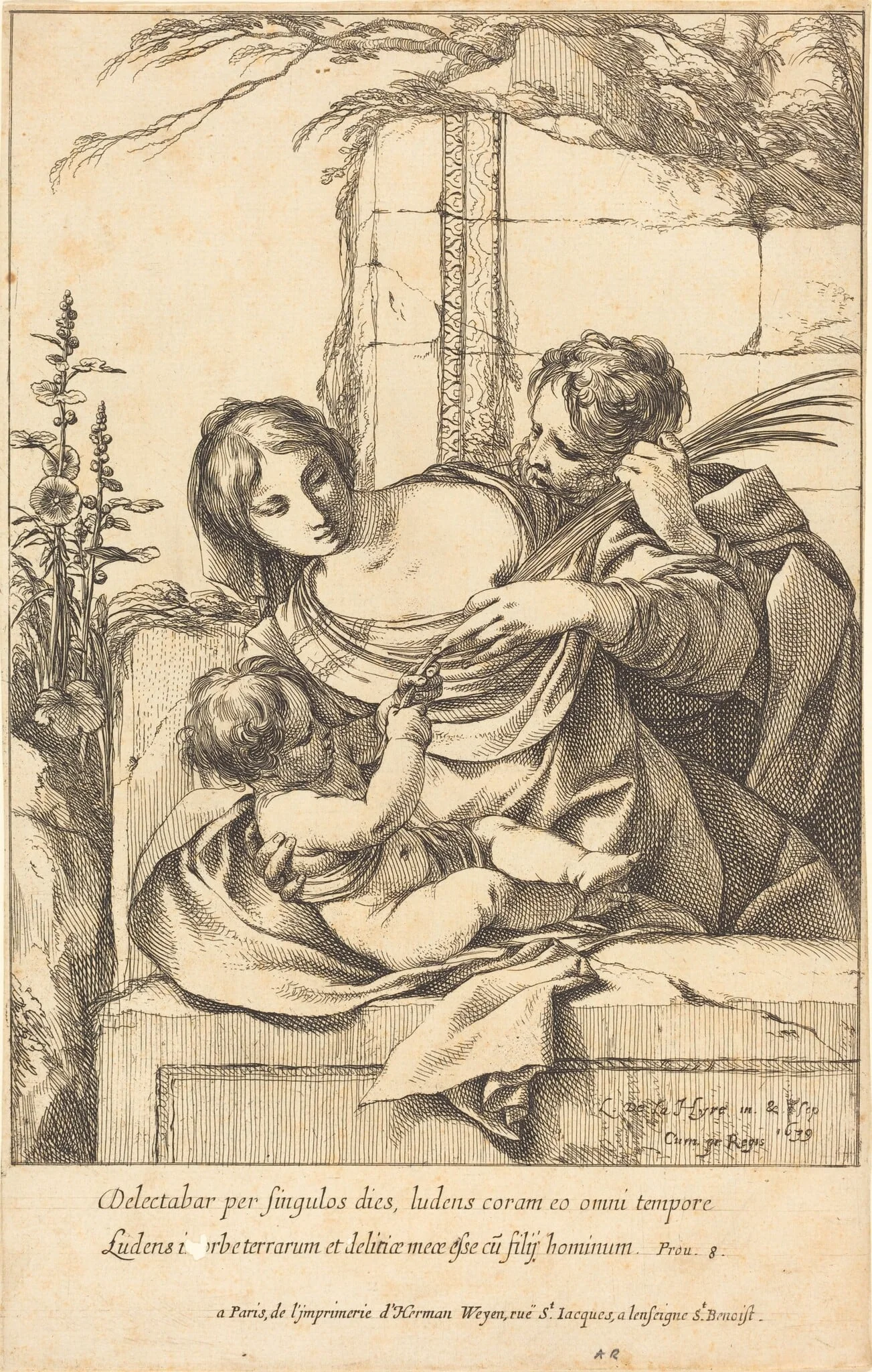 The Holy Family, by Laurent de La Hyre, ink, 1639