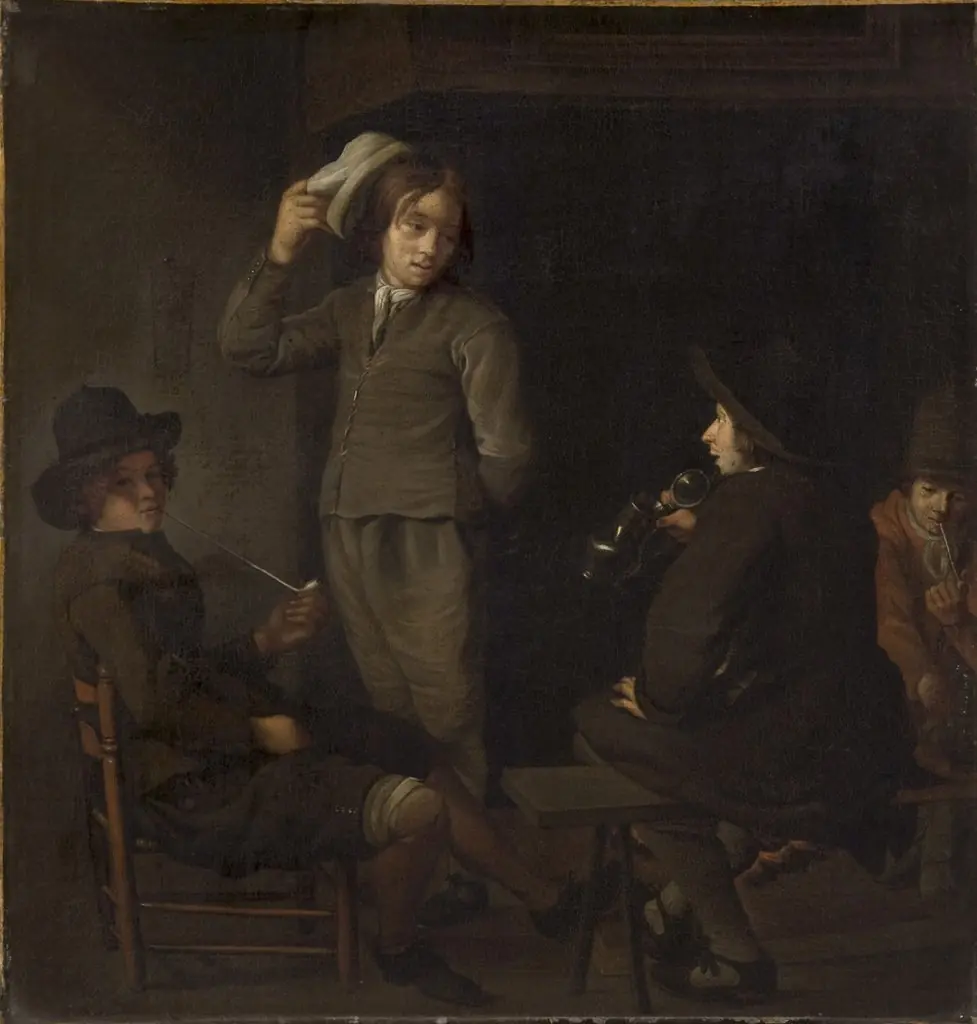 Four Youths around a Fire