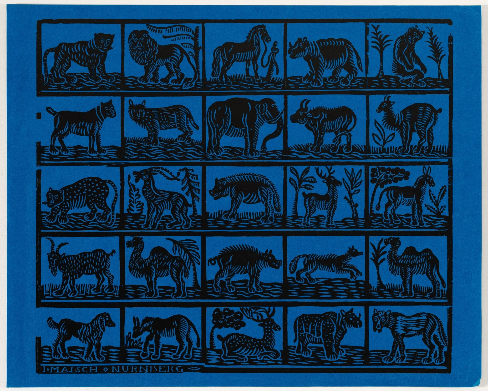 Endpaper with Animals, by Johann Maisch, ink, 1824