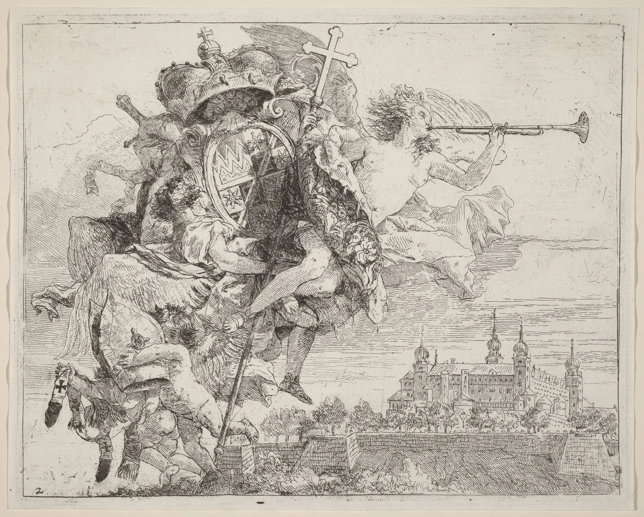 Arms of Karl Philip von Greiffenklau, Prince-Bishop of Wurzburg, by Giovanni Domenico Tiepolo, ink, 1753