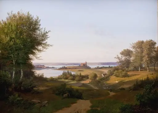 View of the Hill at Skanderborg Castle, Jutland, and the Memorial to frederik VI