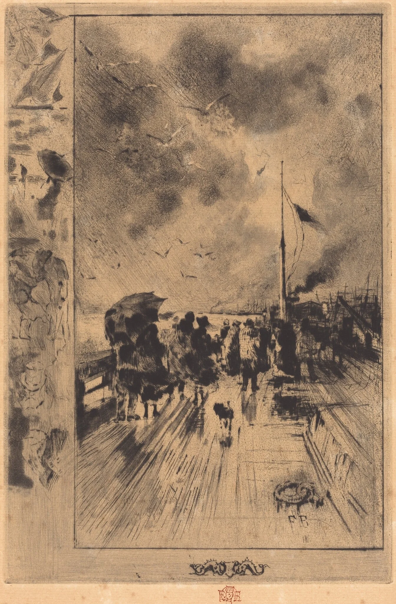 Une Jetée en Angleterre (A Pier in England), by Félix-Hilaire Buhot, ink, 1879