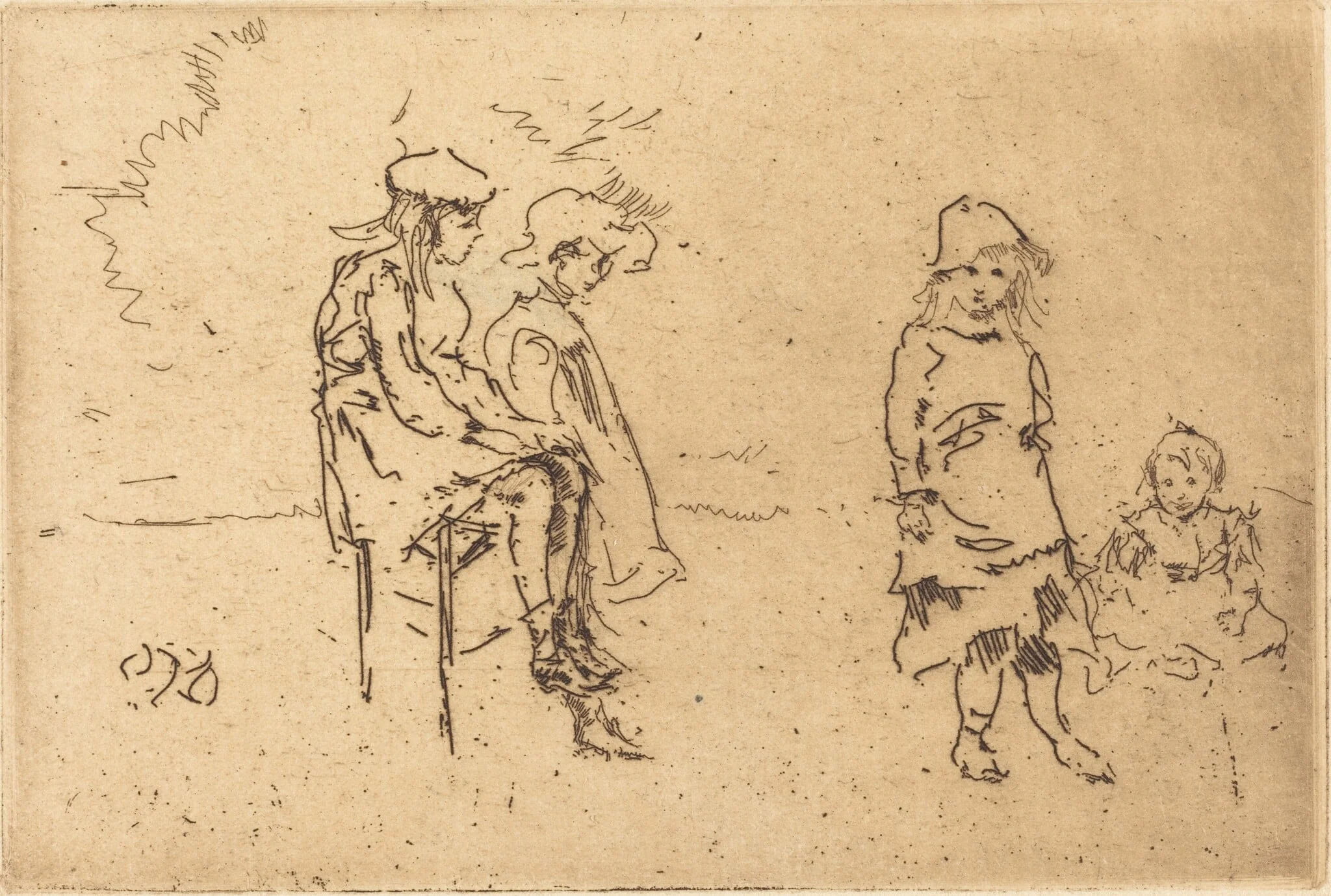 The Menpes Children, by James McNeill Whistler, ink, 1885