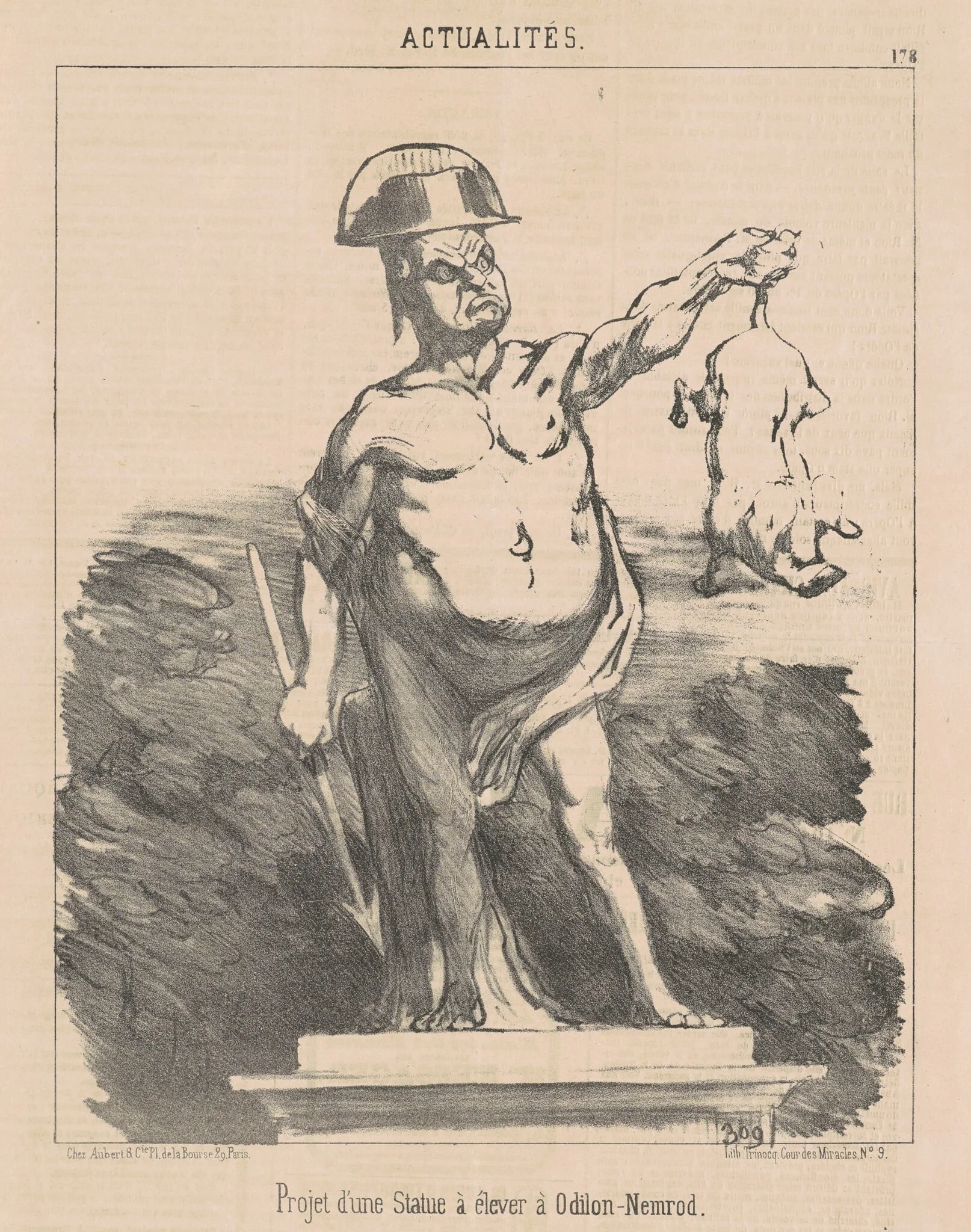 Projet d'une statue ... a Odilon-Nemrod, by Honoré Daumier, ink, 1851