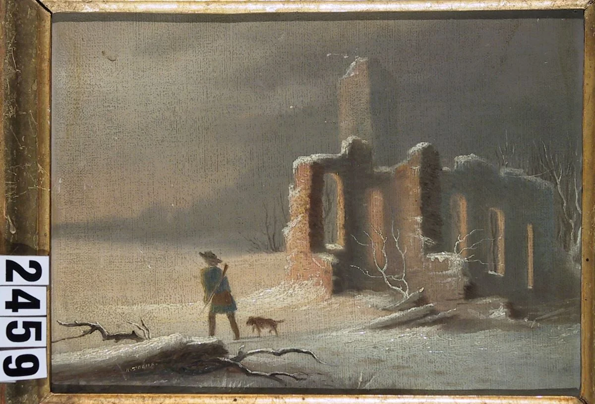 Peisaj cu ruine și vânător, by Henry Trenk