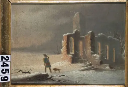 Peisaj cu ruine și vânător