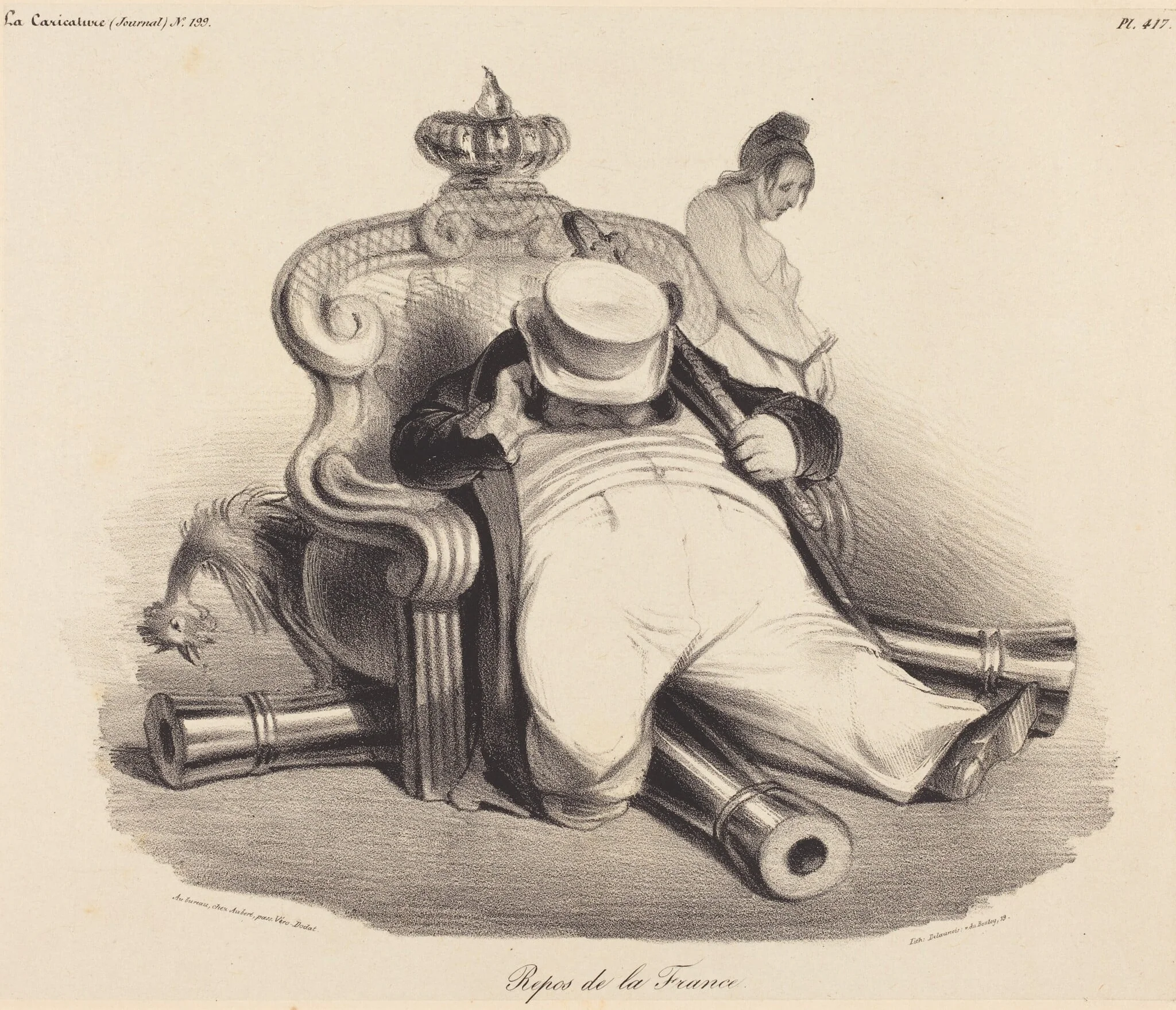 Repos de la France, by Honoré Daumier, ink, 1834