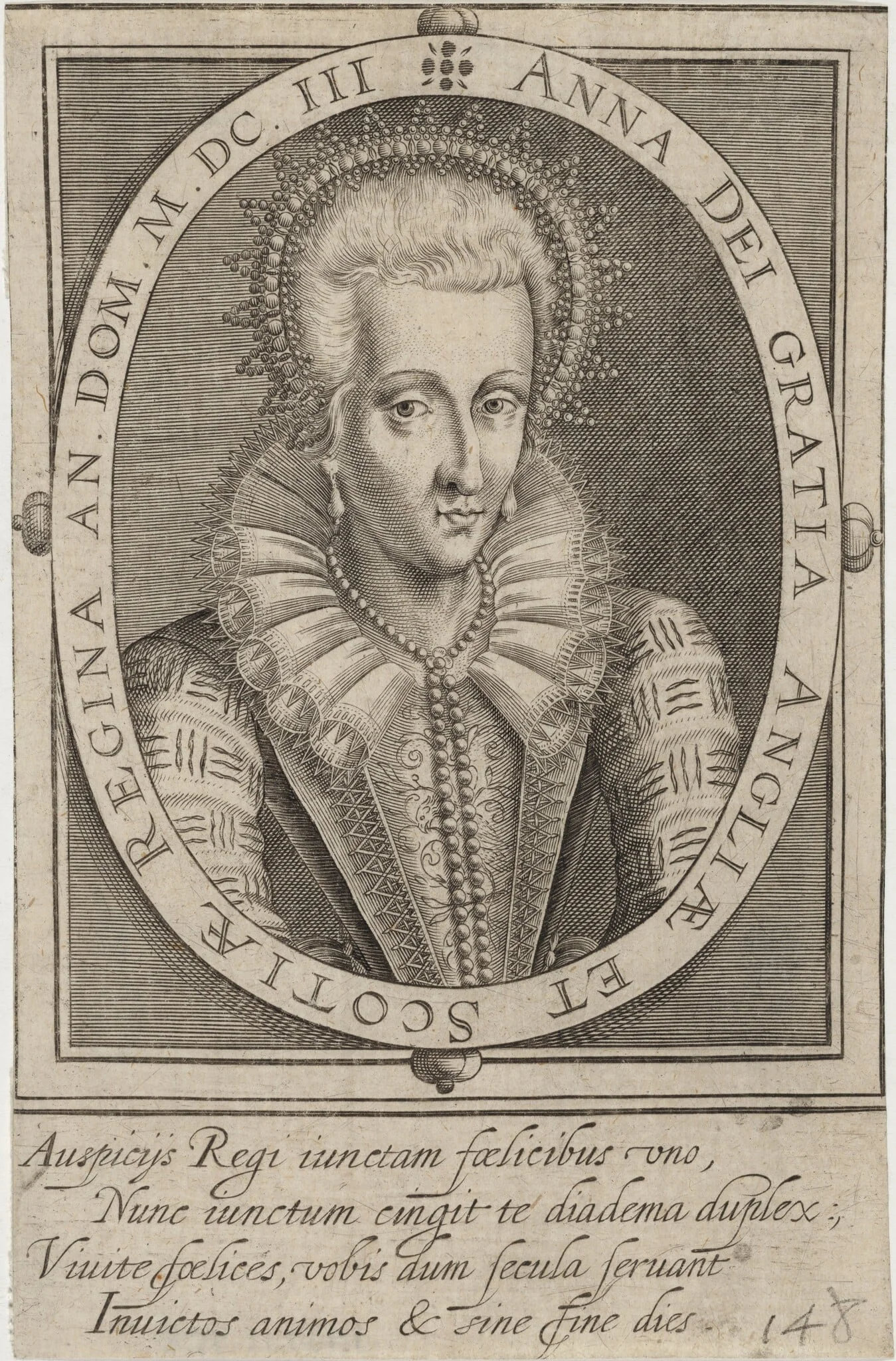 Anne of Denmark, Queen of James I, by Unknown 19th Century, ink, 1850