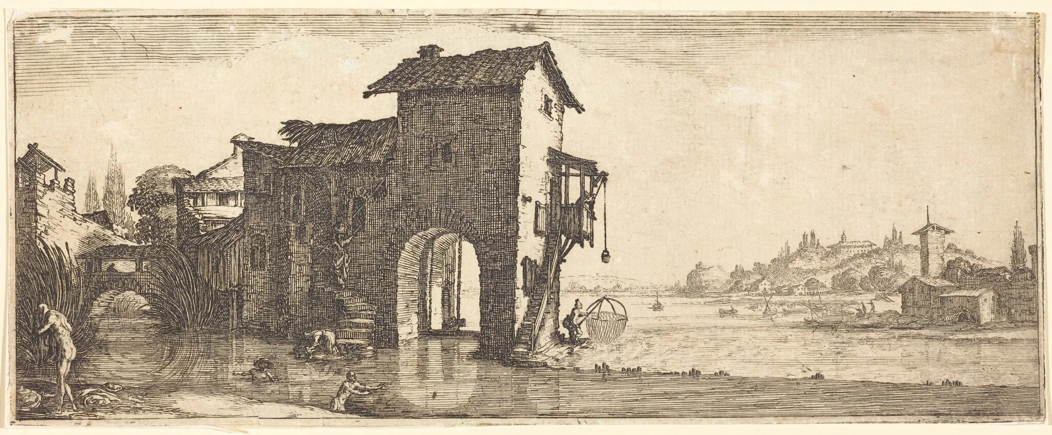 The Watermill, by Jacques Callot, ink, 1634