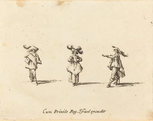 Lady with Large Plumes, and Two Gentlemen