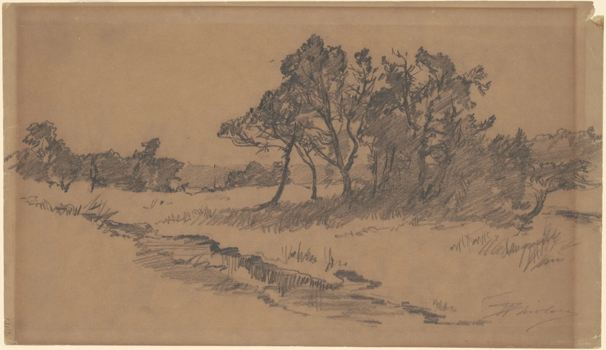 Trees in a Field, by Walter Shirlaw, graphite, 1801