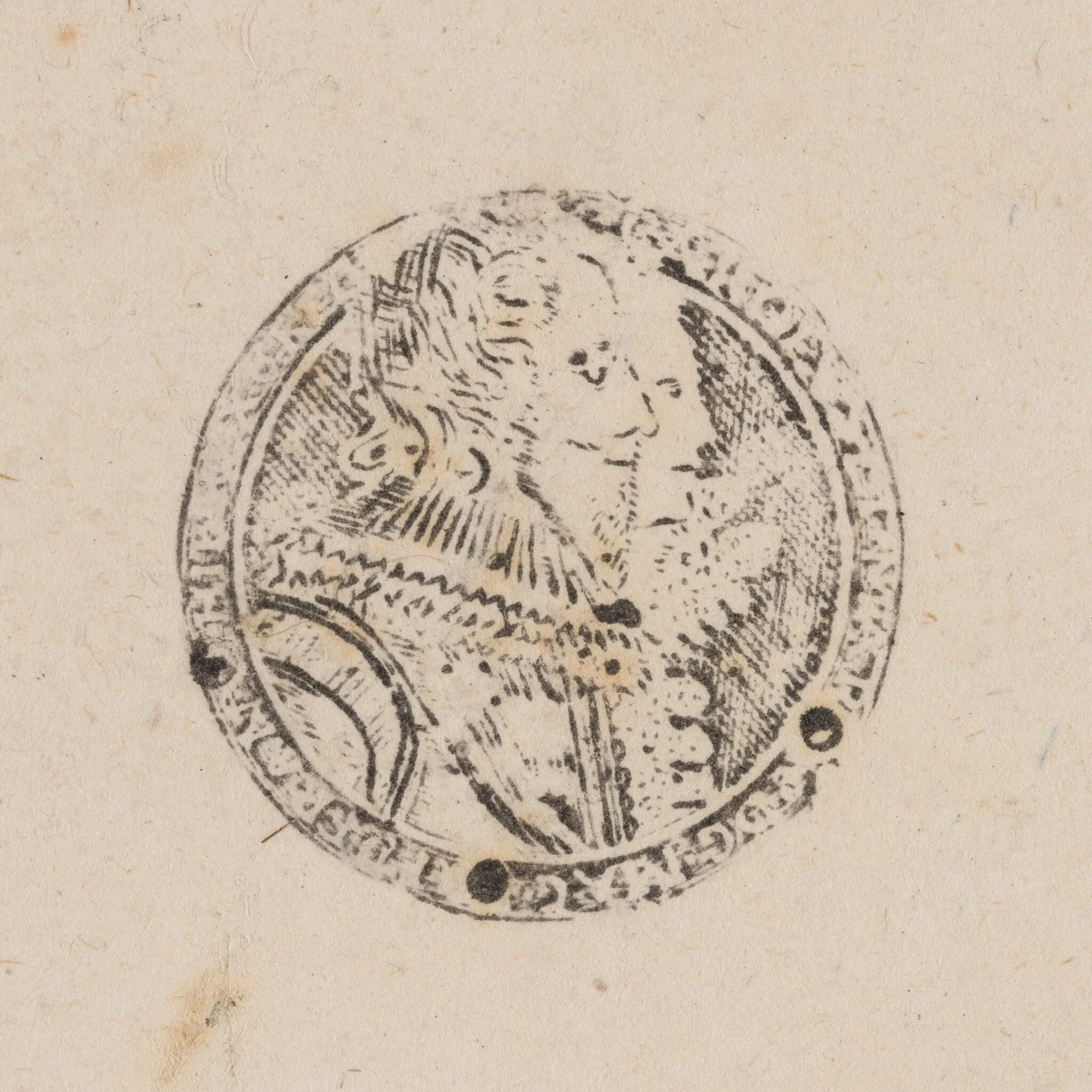 Charles I and Henrietta Maria Facing to the Right [left half], by Dutch 17th Century, ink, 1650