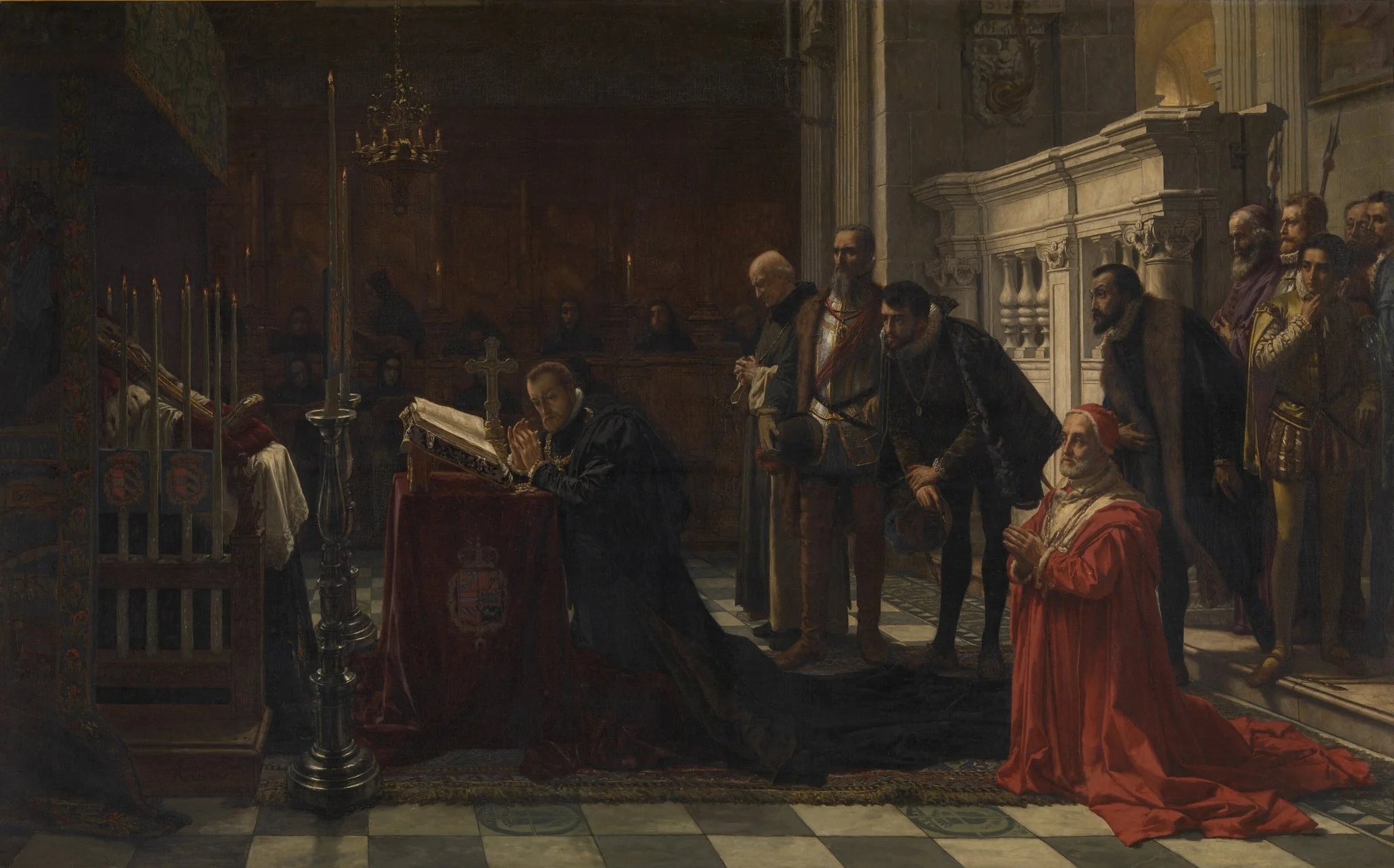 Philip II of Spain Honours Don John of Austria, by Karel Ooms, oil, 1873