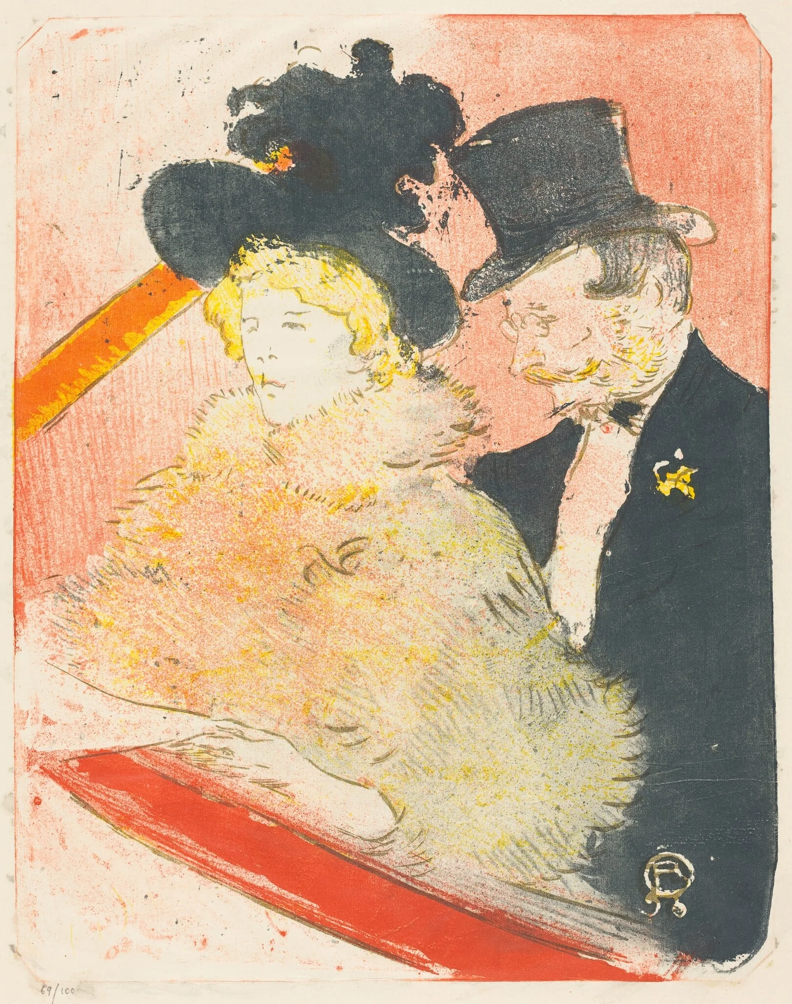 At the Concert (Au concert), by Henri de Toulouse-Lautrec, ink, 1898