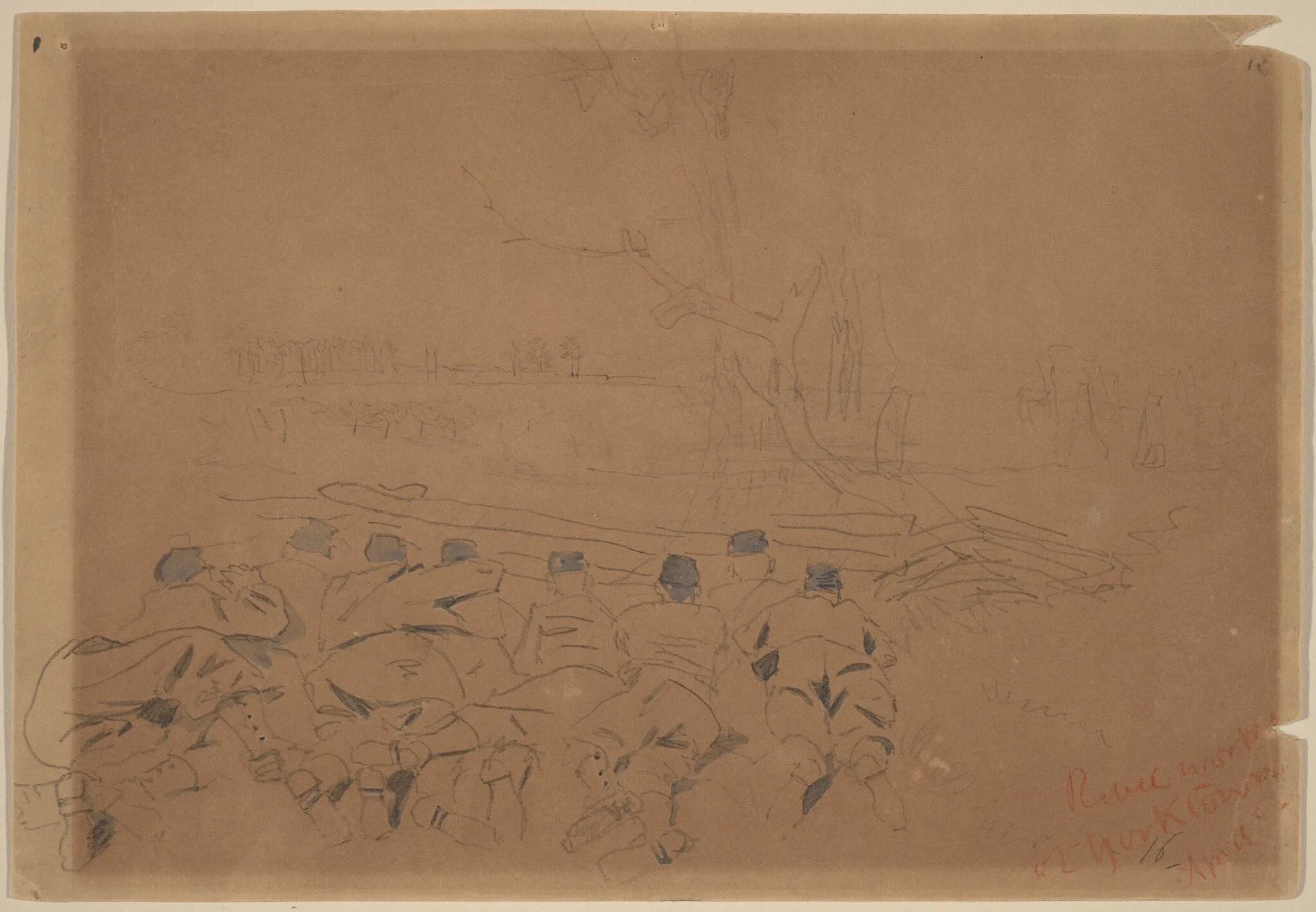Rebel Works at Yorktown, by Winslow Homer, graphite, 1862