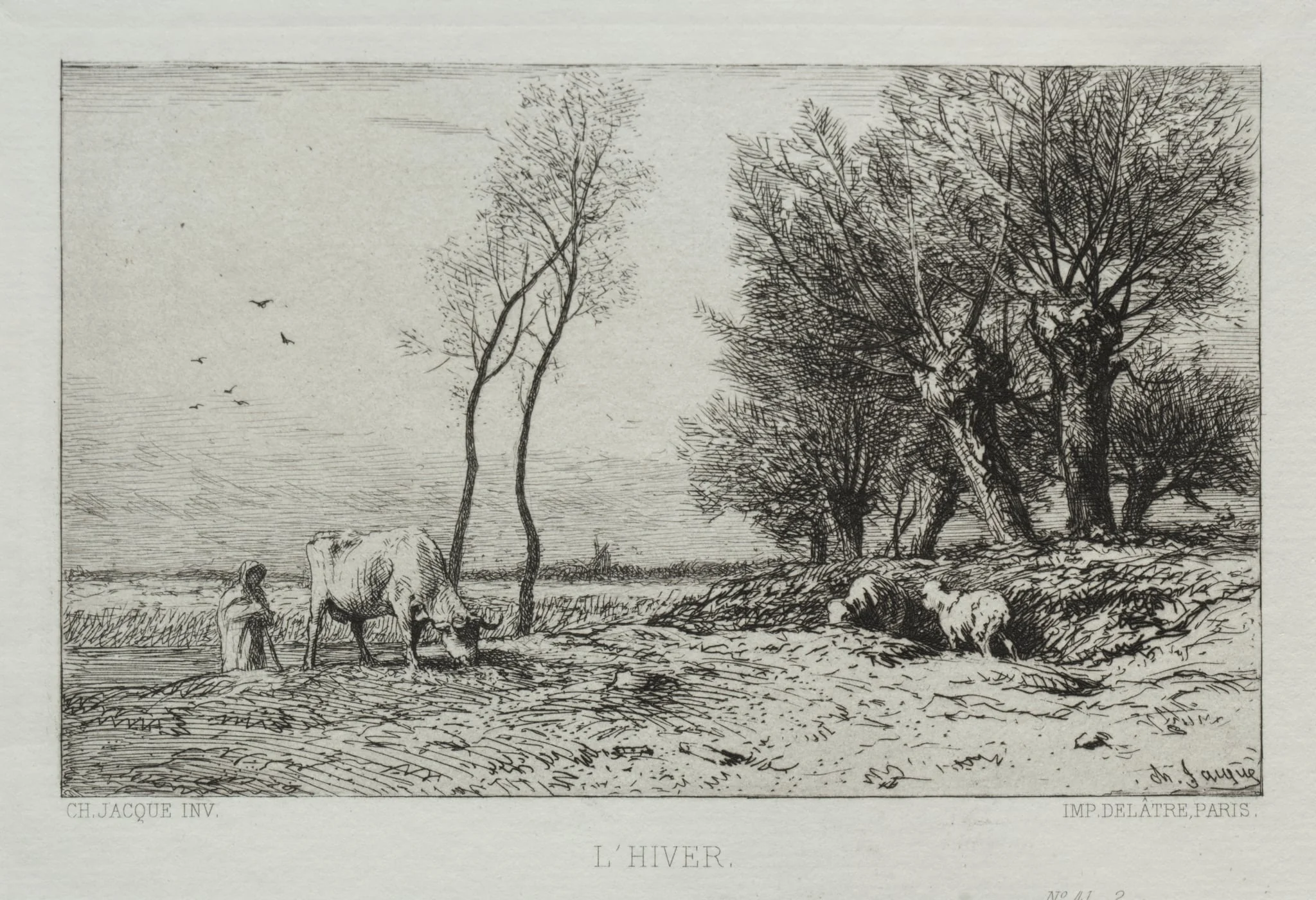 Winter, by Charles Jacque, 1867