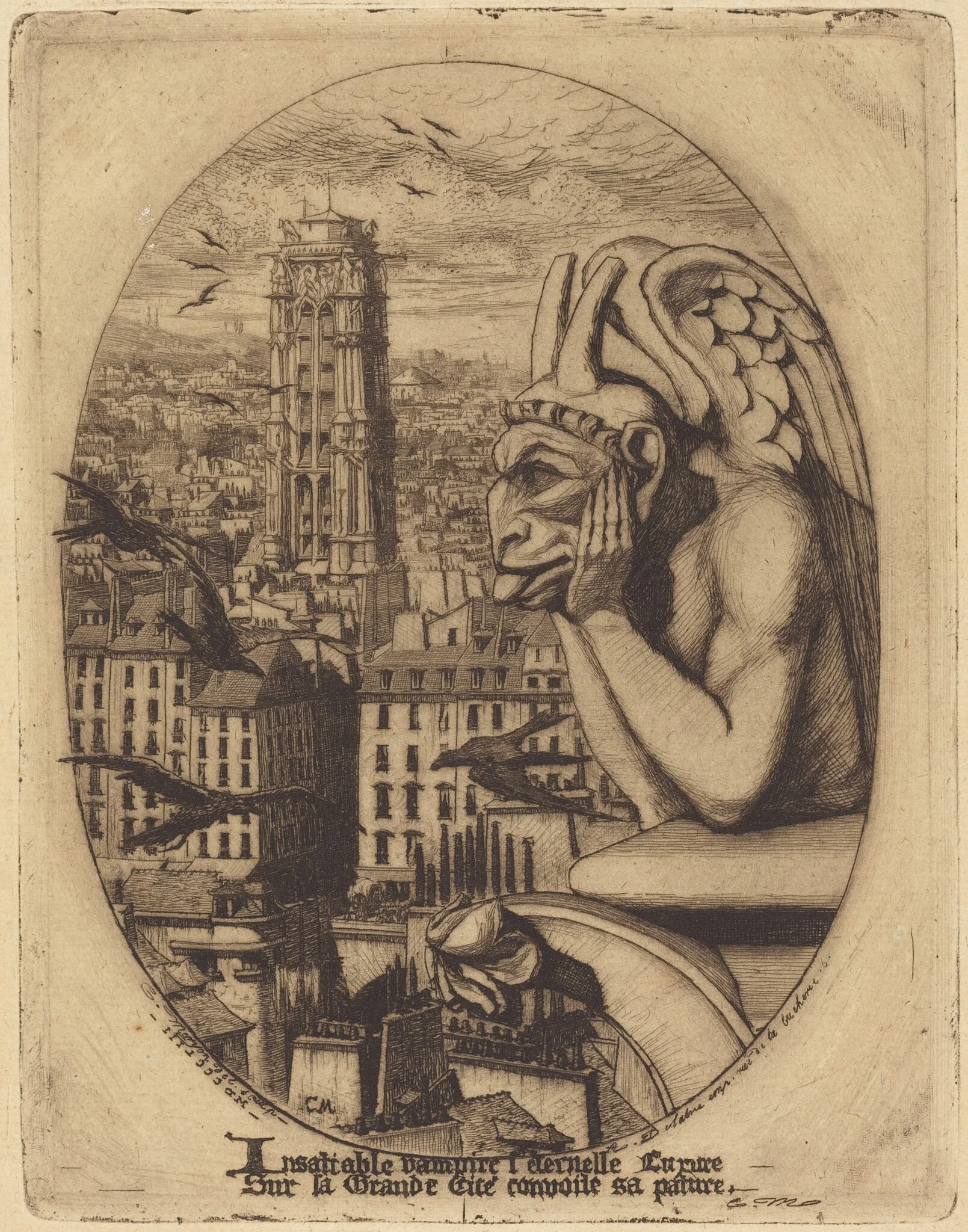 Le stryge (The Vampire), by Charles Meryon, ink, 1853