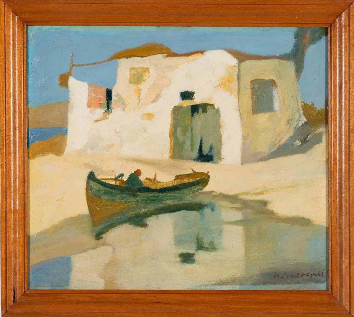 Beach landscape, by Michail Oikonomou, unspecified, 1933