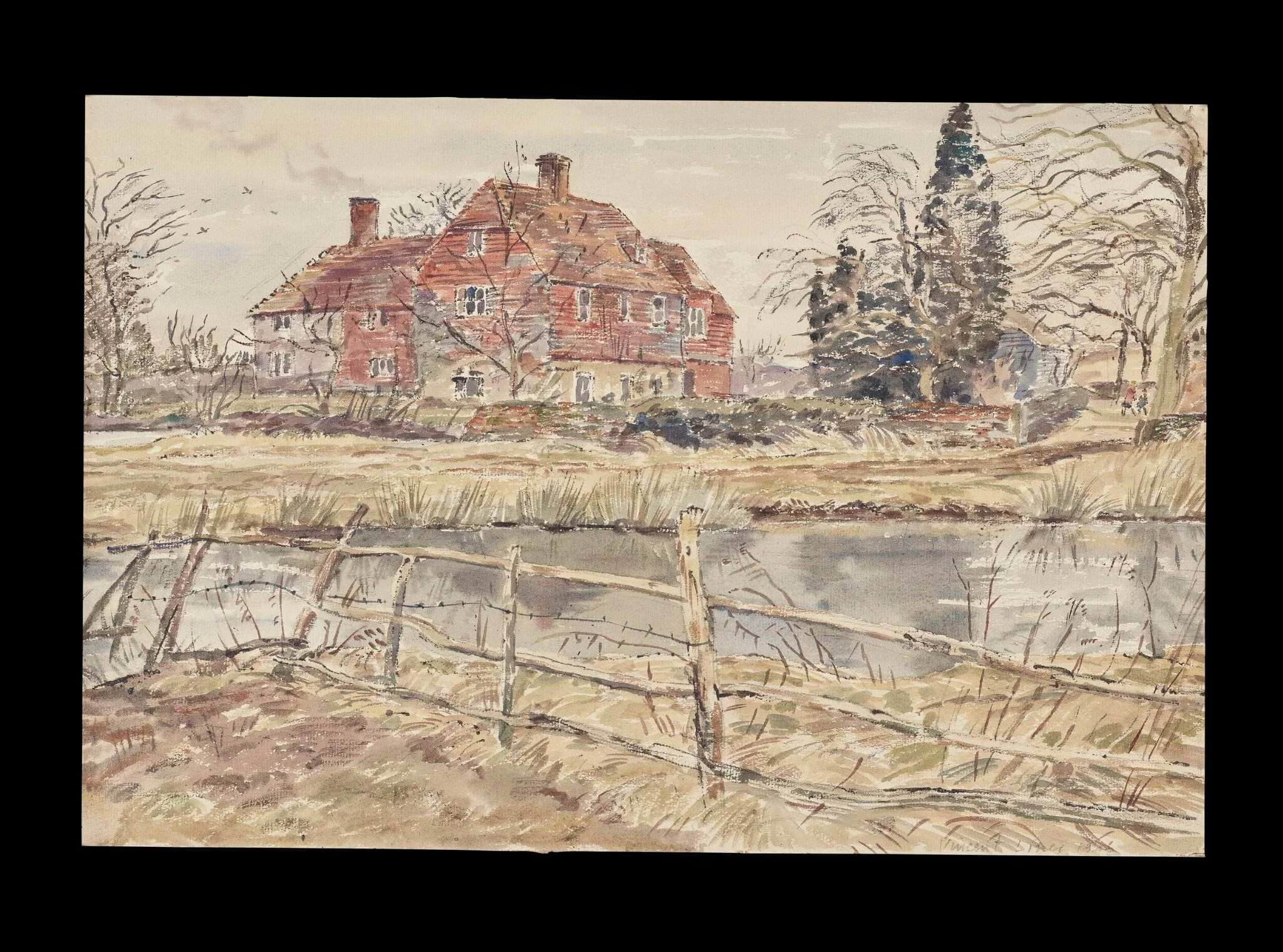 Lode Farm, Kingsley, nr. Alton, by Lines, watercolor, 1942