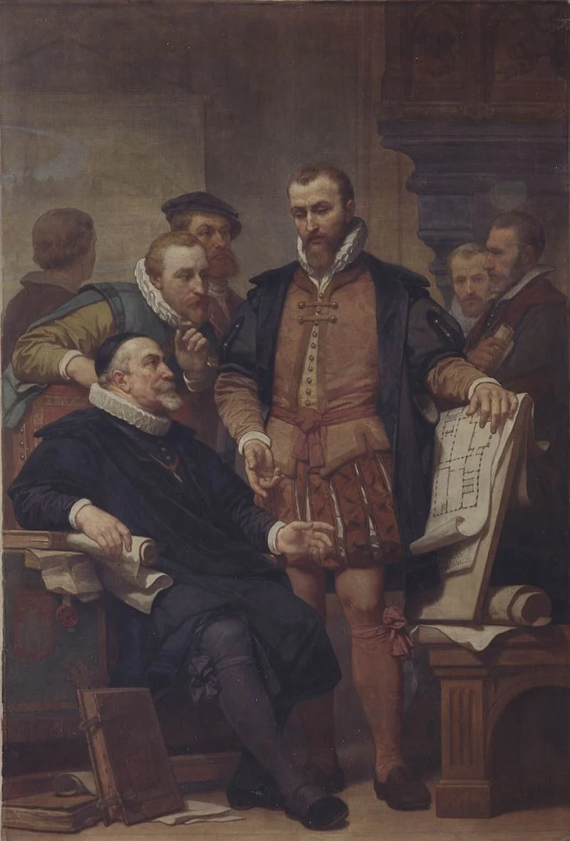 Cornelis Floris II Shows the Plan of the Town Hall