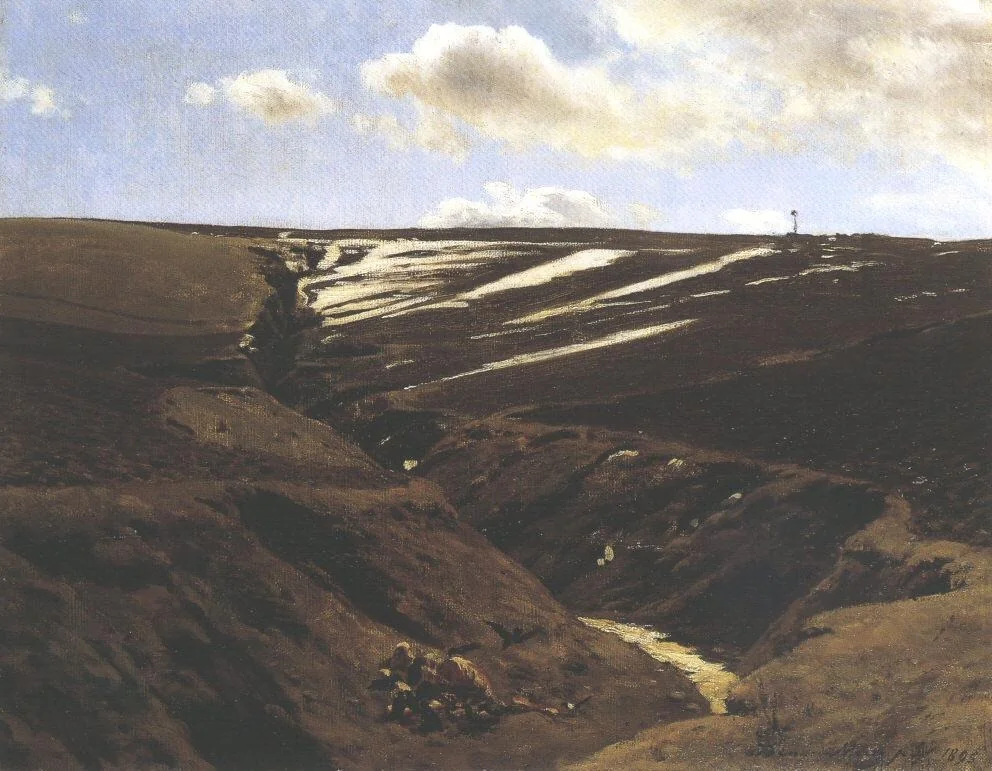 Melting Snow, by Pál Szinyei Merse, oil, 1895