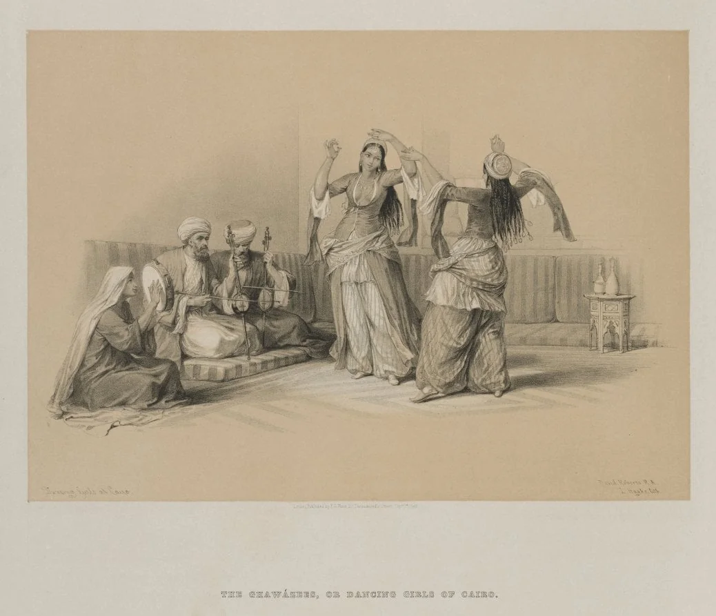 Egypt and Nubia, Volume III: Dancing Girls at Cairo, by Louis Haghe, 1849