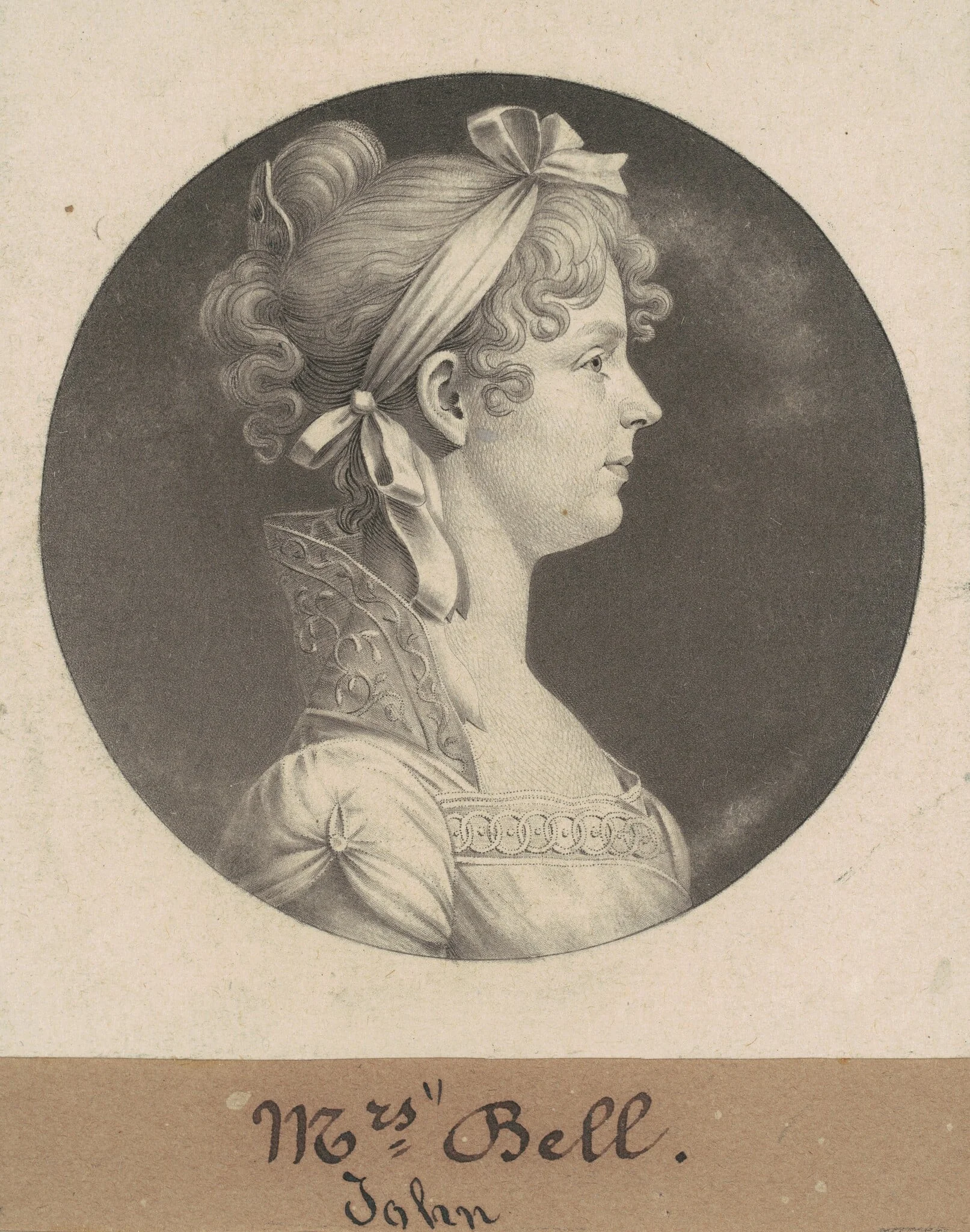Mary Ann Walker Bell, by Charles Balthazar Julien Févret de Saint-Mémin, ink, 1808