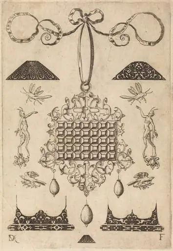 Large Pendant with Square with 35 Flat Stones