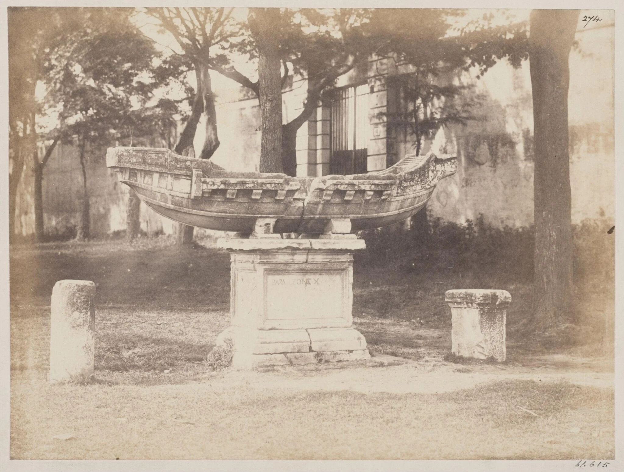 Sculptures, the Navicella on the Caelian - The Marble Model of a Boat found in the time of Leo X, by John Henry Parker, photographic, 1866